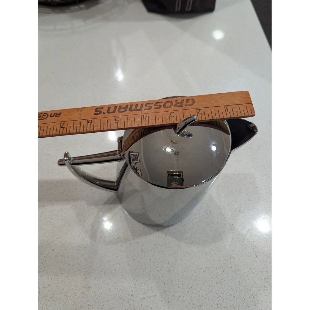 Chef & Sommelier Teapot Silver Stainless Steel Mirror Polished Hinged Lid 6in
